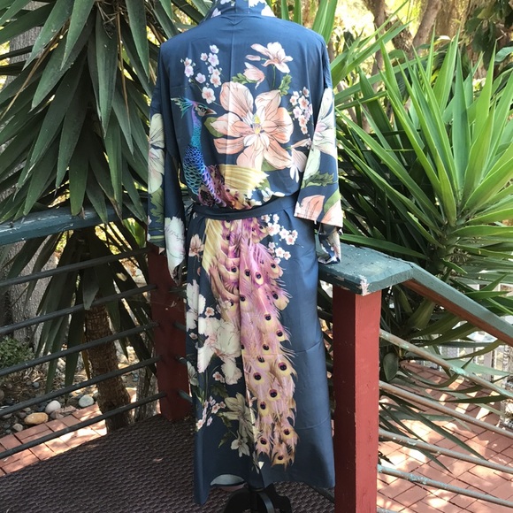 New! Blue Floral Duster Kimono - Picture 8 of 9
